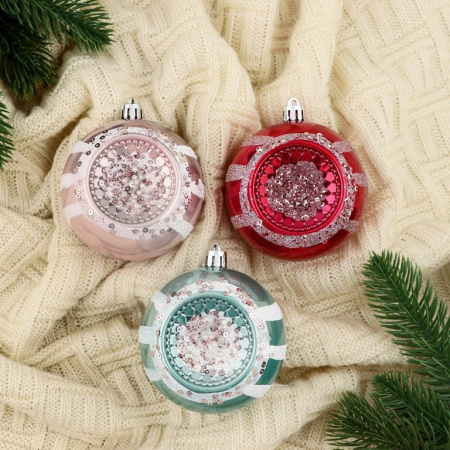 Набор шаров с рисунком  3 шт 80 мм "Морозец"