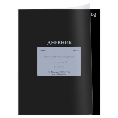 Дневник школьный пластиковая обложка, на скобе "Черный" 40л. BG