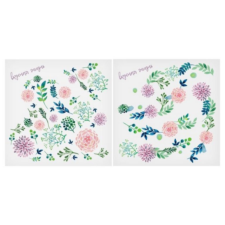 Переводки на посуду "Полевые цветы" холодная деколь ART UZOR