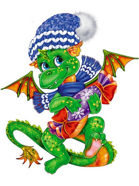 Символ 2024г Магнит "Дракон в шапочке", 7х7см