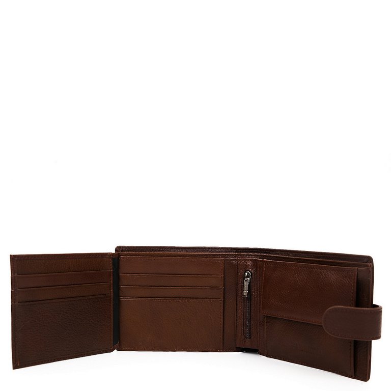 Портмоне FABRETTI мужское, нат.кожа, 14*10*3,5см, коричневый