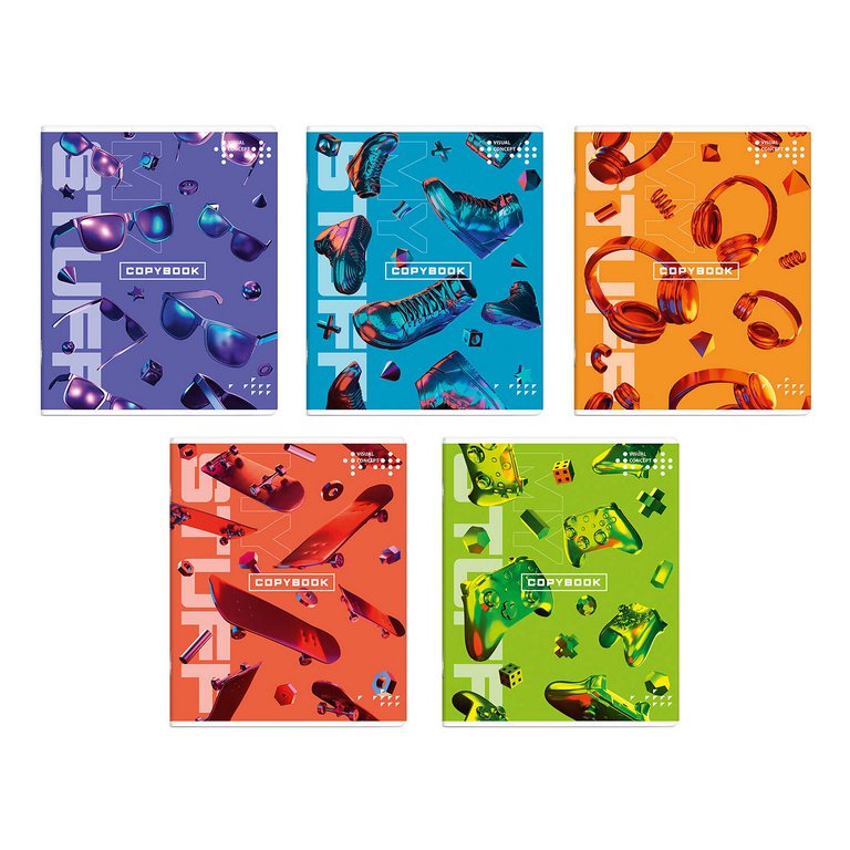 Тетрадь 96 лист кл. А5+ на скрепке "ЯРКИЕ ДЕТАЛИ" 5 ВИДОВ