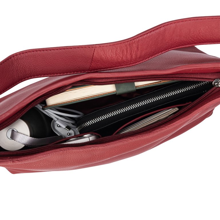 Сумка женская Dr.Koffer 32х23х12см см, нат.кожа бордовая