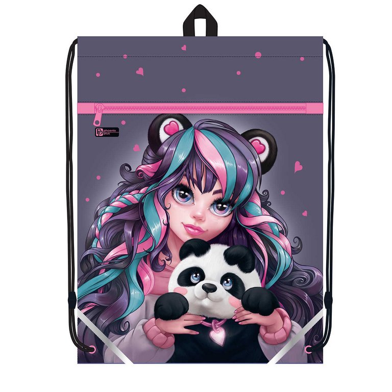 Сумка для обуви для девочки 48*36 см Феникс+ "Девушка с пандой"