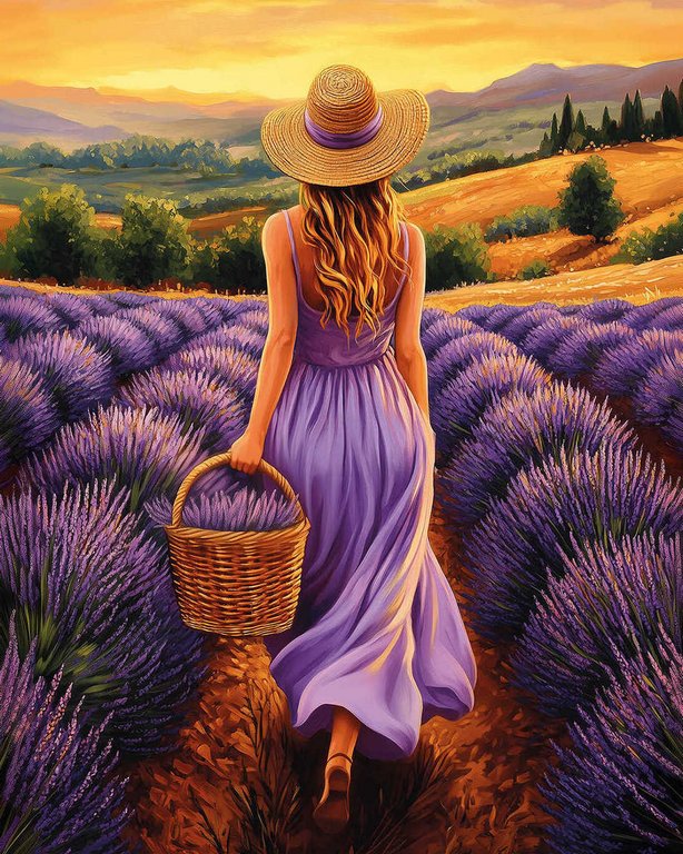 Алмазная мозаика 40*50см "Прогулка за лавандой" Феникс+