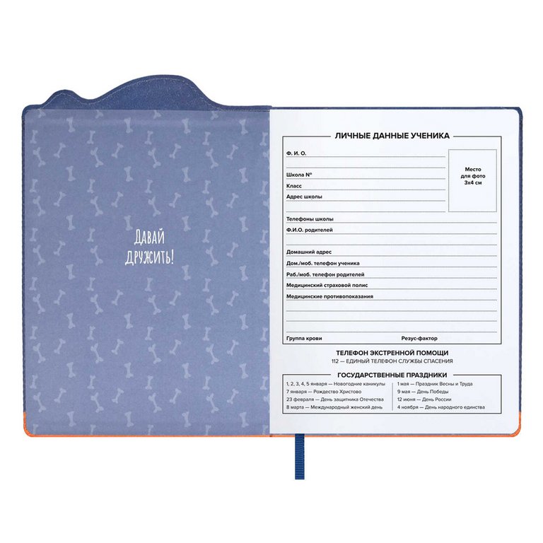 Дневник школьный твердая обложка с поролоном, кожзам, "ШИБАИНУ В КОСТЮМЕ АКУЛЫ" 48л.