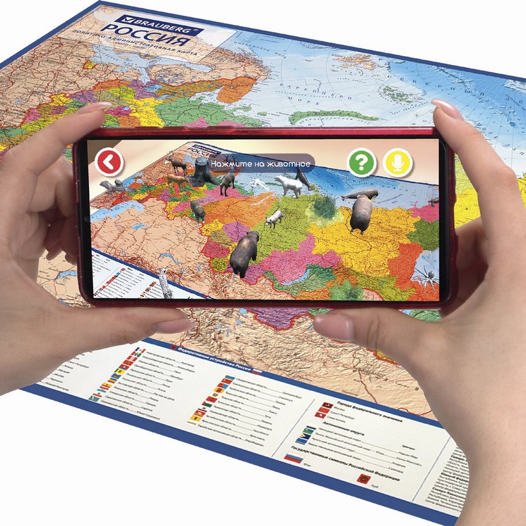 Карта РФ полит.-администр. 101*70 см. М 1:8,5 млн. ламинированная BRAUBERG