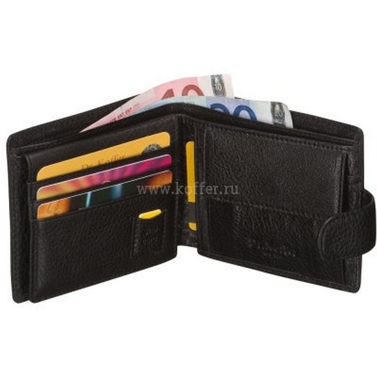 Портмоне Dr.Koffer 11*9,5см, нат. кожа, черный
