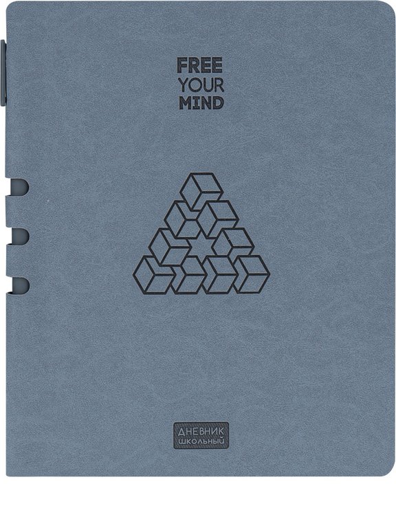 Дневник школьный Prof-Press твердая обл, кожзам, шар.ручка в компл "ГЕОМЕТРИЯ ИЛЛЮЗИЙ.Голубой"  48л