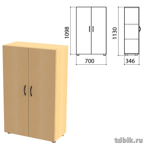 Шкаф для бумаг "Канц" закрытый, 2 двери (700*350*1130 мм), цвет бук