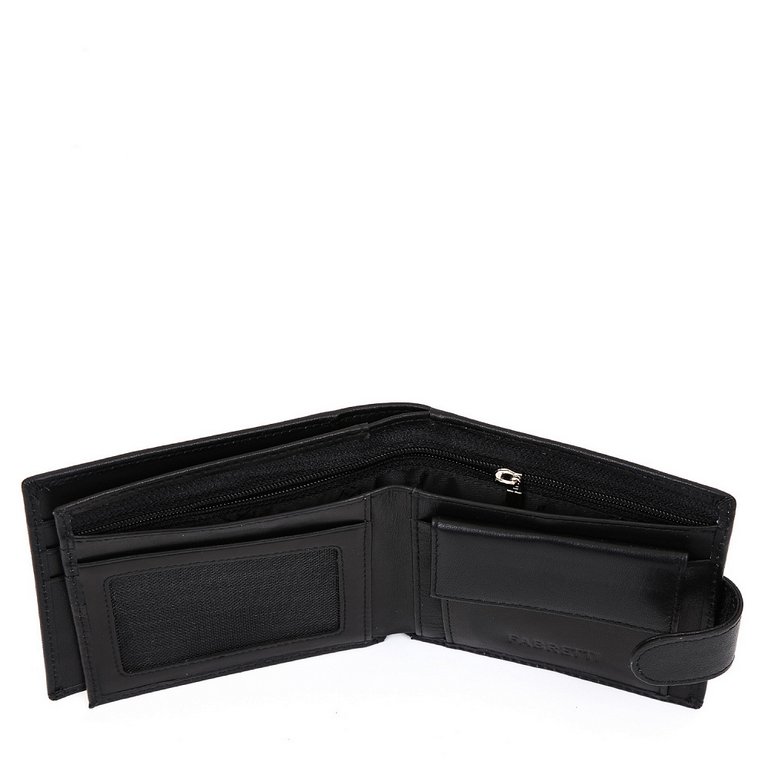 Портмоне FABRETTI мужское, нат.кожа, 12*10*3см, черный