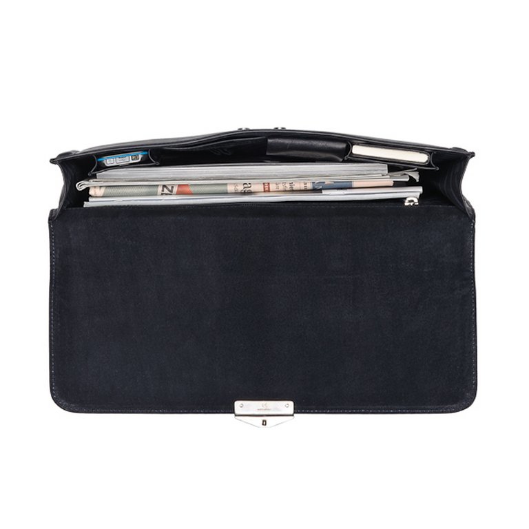 Портфель Dr.Koffer 27*37*4см, нат. кожа, со съемным плечевым ремнем, черный