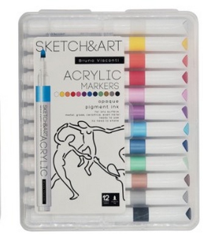 Набор маркеров акриловых 12 цв. Bruno Visconti  "SKETCH&ART"