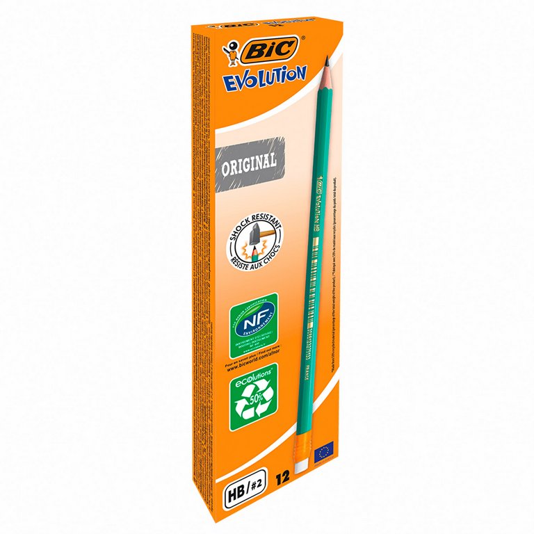 Карандаш ч/г HB пласт. корпус BIC "Evolution" с ластиком