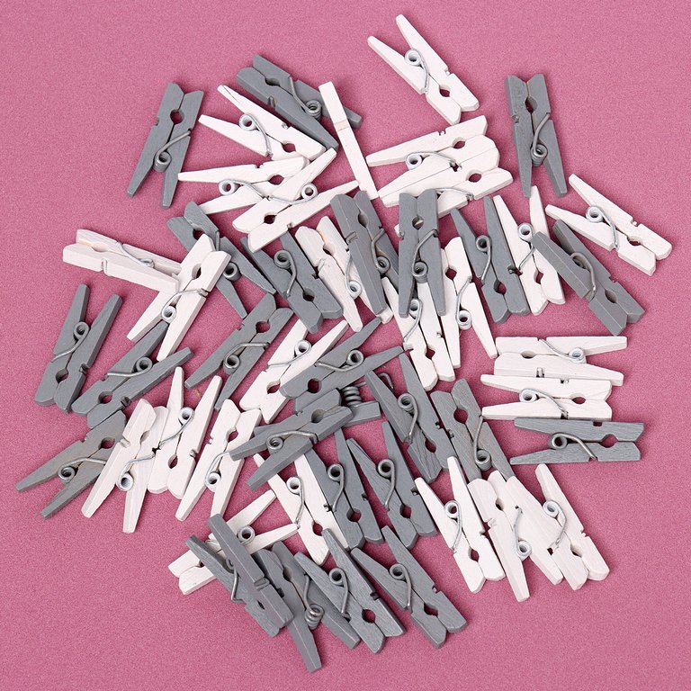 Прищепки деревянные 25мм серые/белые (50 шт/уп)