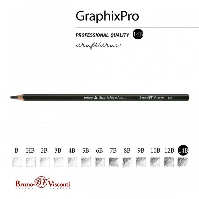 Карандаш ч/г 14В трехгранный Bruno Visconti "GraphixPro"