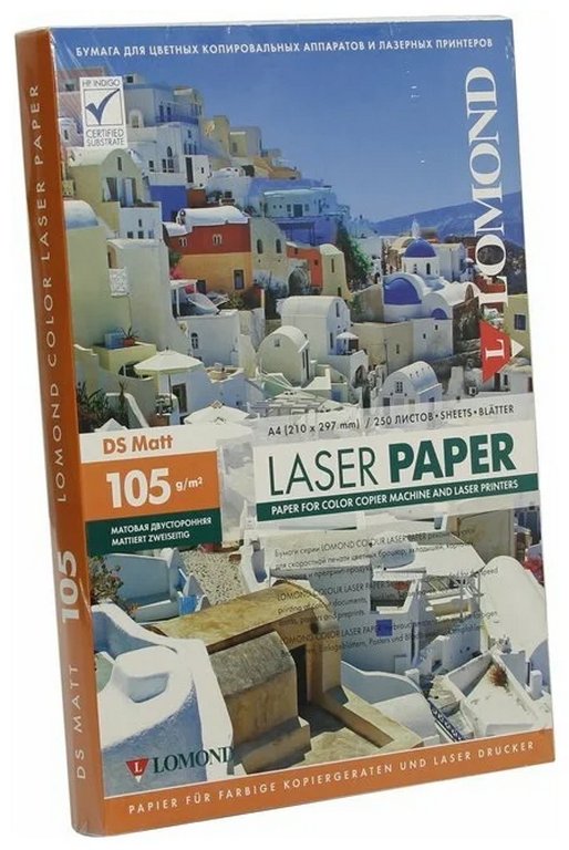 Бумага для полноцв. печати Lomond А4 105г, 250 л/уп. матовая