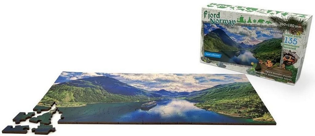 Пазлы деревянные фигурные 135 дет. "Фьорды, Норвегия" Нескучные игры