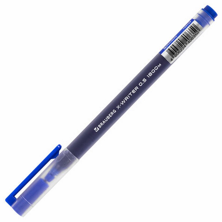 Ручка гелевая Brauberg "X-WRITER 1800" 0,5мм синяя (линия 0,4мм, одноразовая)