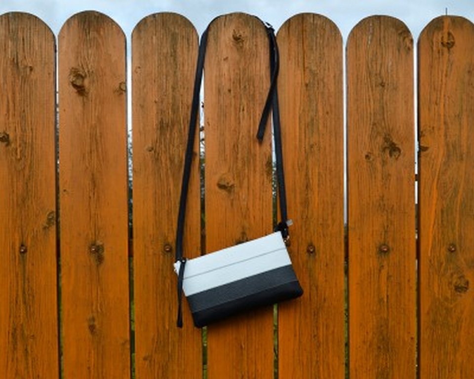 Сумка женская-клатч  D.Morelli , нат. кожа "Patch" серая