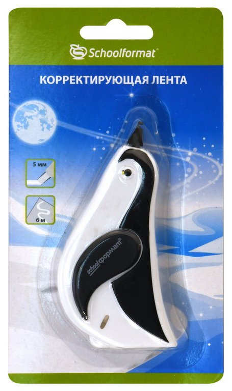 Корректирующая лента в диспен. 5 мм х 6 м "Пингвин"