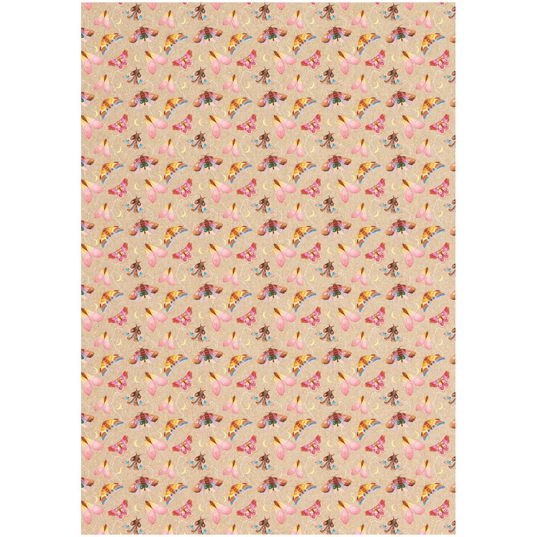 Бумага упаковочная 70*100см крафт в рулоне (ассорти) "Крылатые созданья"