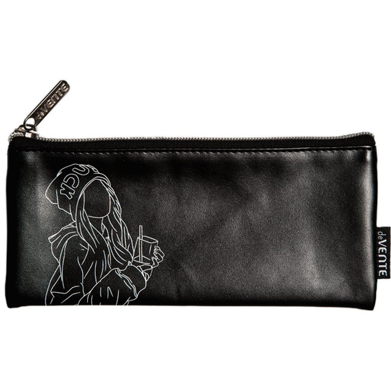 Пенал  для девочки "Good Luck" 21,5х9 см кожзам, черный