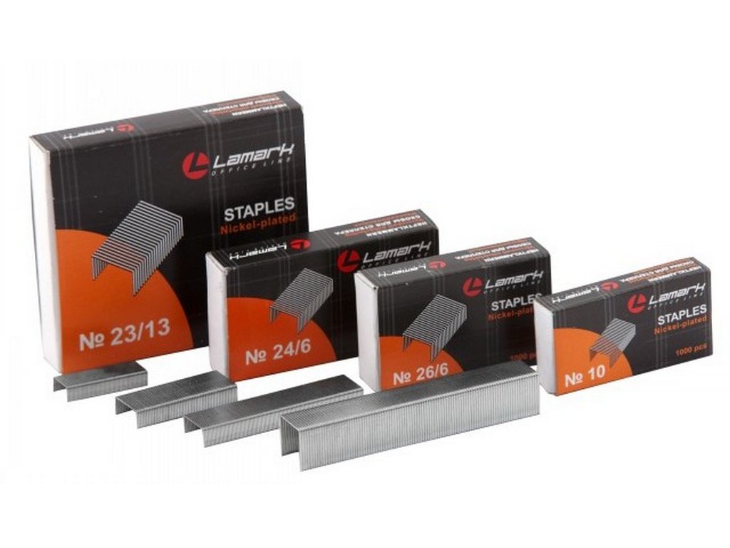 Скобы 24/6 Lamark 1000 шт/уп, оцинкованные, до 30 листов