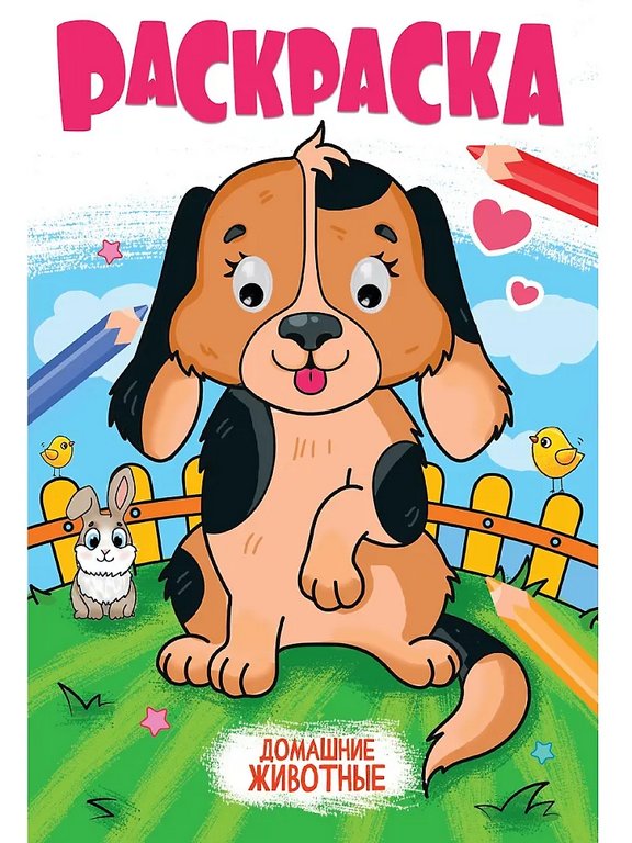 Раскраска с глазками А4 "Домашние животные" 16 стр. ПРОФ-пресс