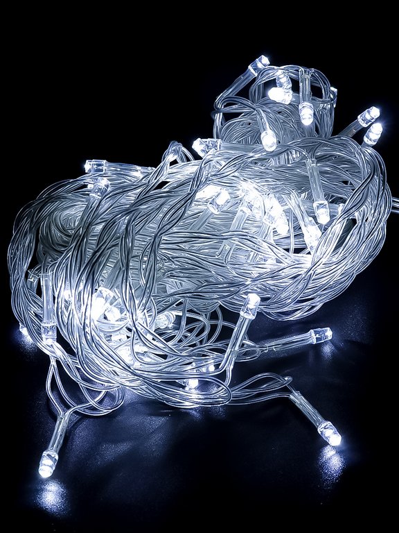 Гирлянда комнатная Занавес 1,4*1,4м, 64 белых ламп, 1 реж., прозрачная нить