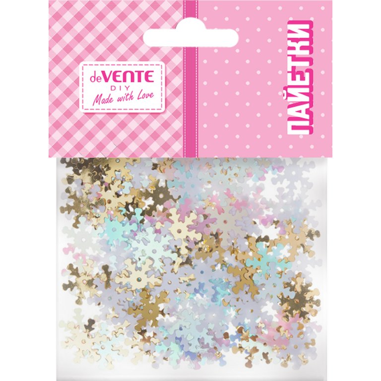 Пайетки декоративные снежинки "DIY Snowflakes" 15 г deVENTE (ассорти)