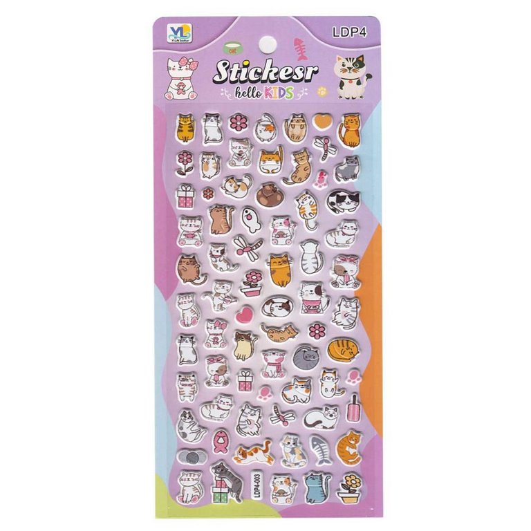 Наклейки 10 х 22см  "Котики 2" зефирные