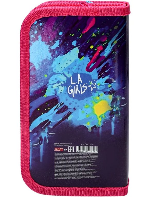 Пенал 2 отд. для девочки Profit "Наушники в красках" 190*105 (ламинир.картон)