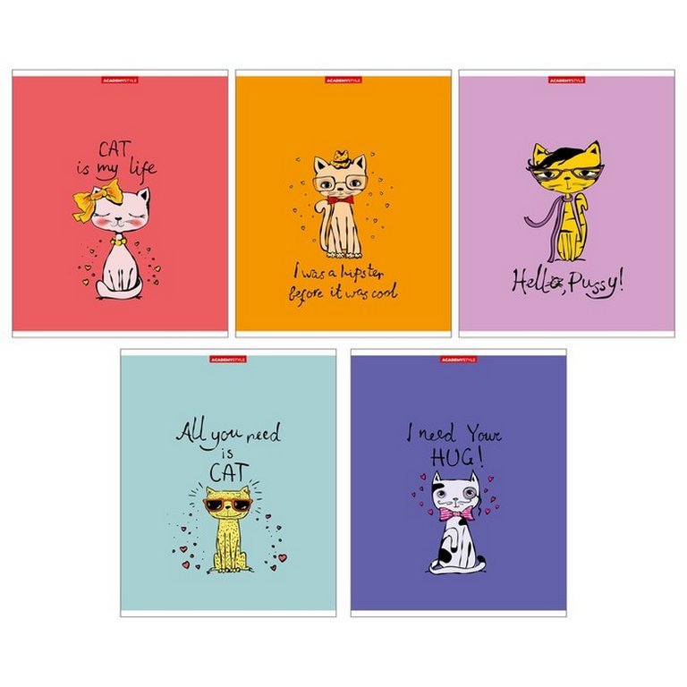 Тетрадь 48 лист кл. А5 на скрепке "Коты"