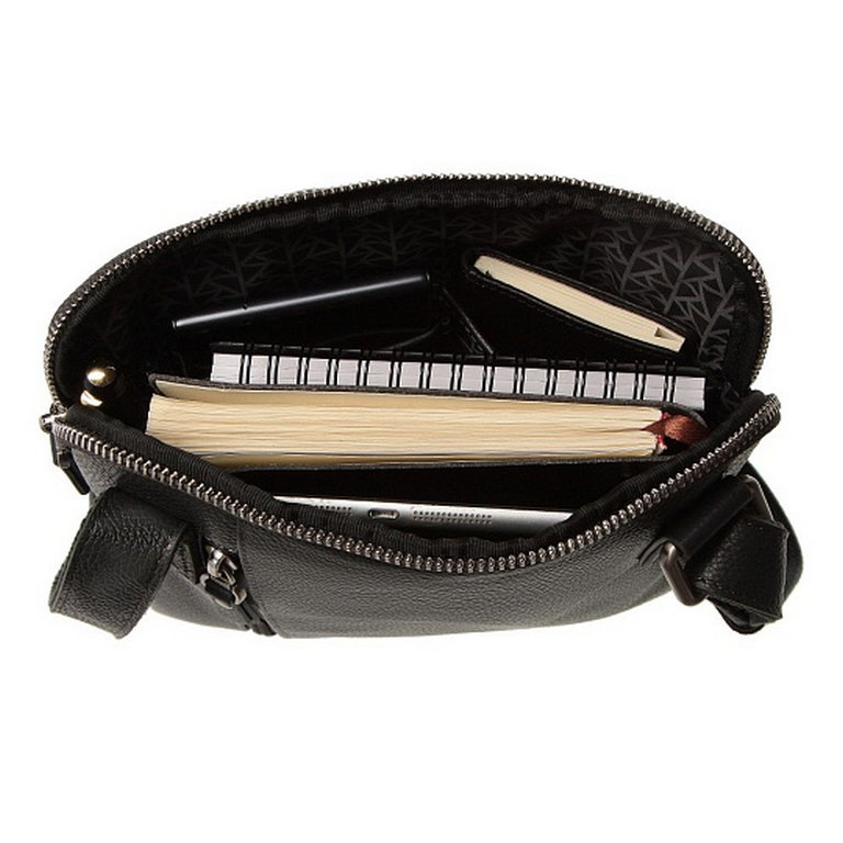 Сумка для документов женская Dr.Koffer 21x24x4см, нат. кожа, через плечо, сер/синяя