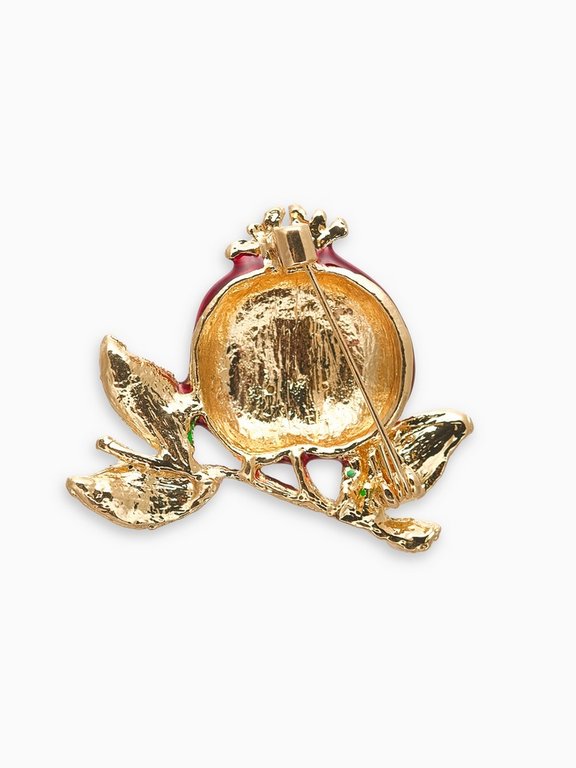 Брошь металл "Гранат" в разрезе, со стразами, красно-зелёная в золоте
