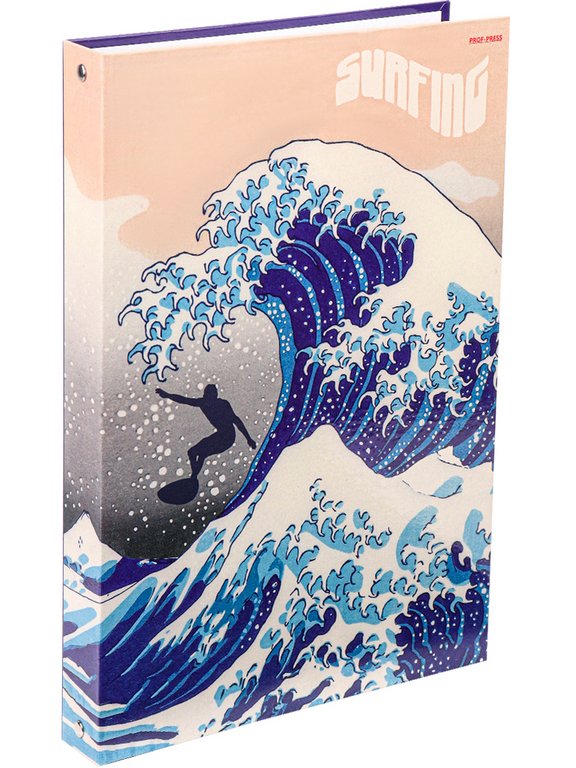 Тетрадь 120 лист кл. А4 на кольцах "ЛОВИ ВОЛНУ" тв. обл. Проф-Пресс