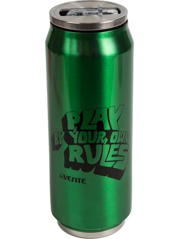 Термостакан 500 мл deVENTE "Play Your Rules" нерж.сталь, с поильником и трубочкой
