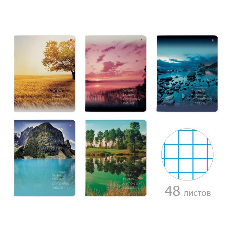 Тетрадь 48 лист кл. А5 на скрепке, фольга "Природа. Пейзажи"