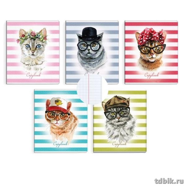 Тетрадь 48 лист кл. А5 на скрепке "МИСТЕР И МИССИС КОТ"