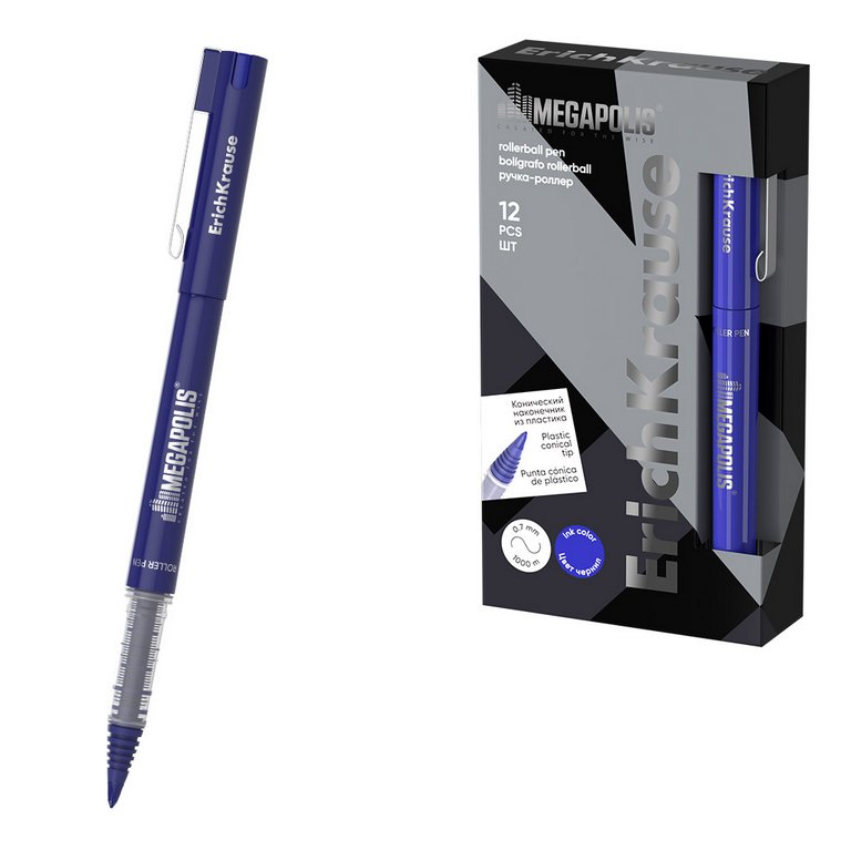 Роллер ErichKrause Megapolis Stick (1мм), синий