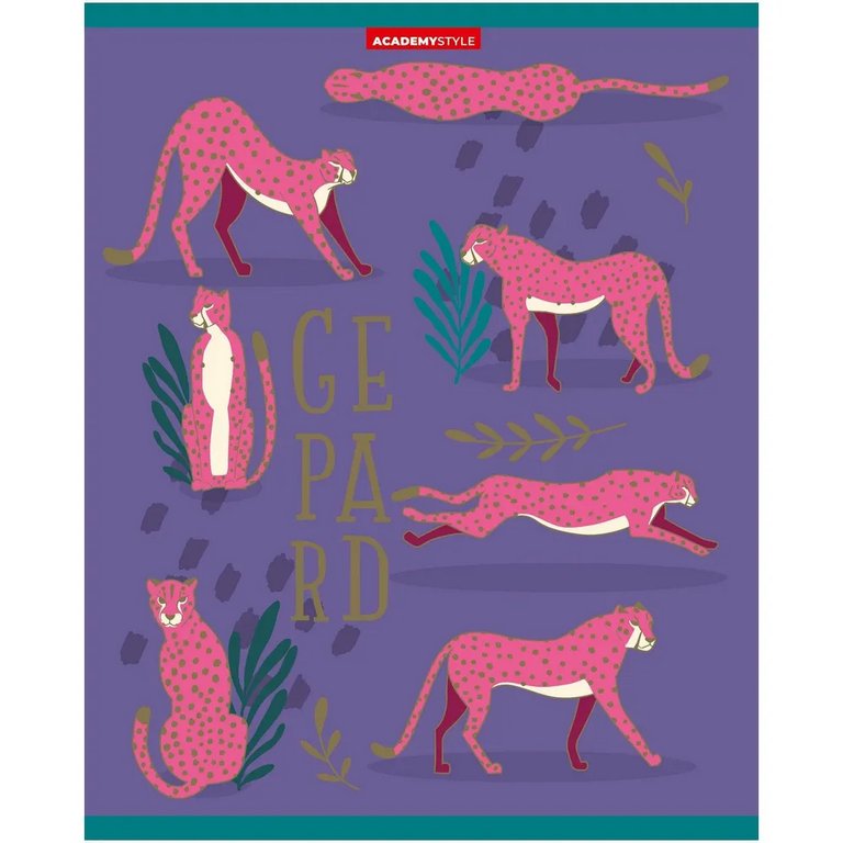 Тетрадь 96 лист кл. А5 на скрепке "Гепарды"
