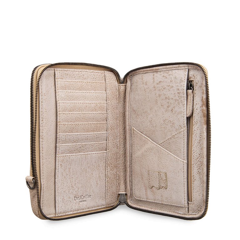 Сумка женская Dr.Koffer 13*20*3 см, нат. кожа, бежевая через плечо