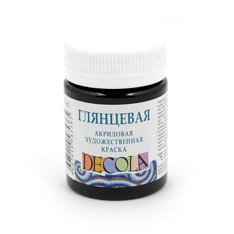 Краска акриловая художественная глянцевая 50мл черная Декола