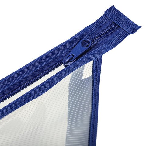 Папка для тетрадей А5 на молнии ПИФАГОР прозрачная, синяя