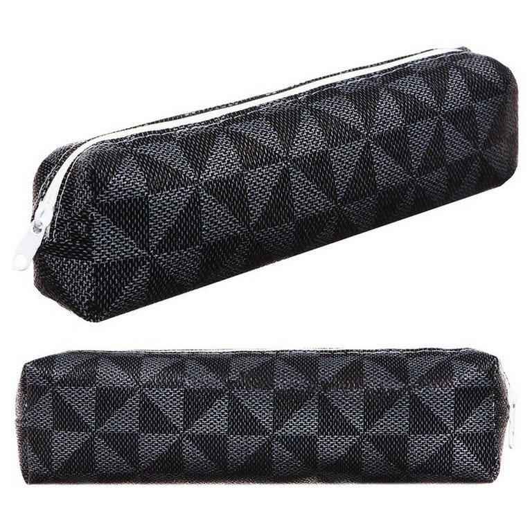 Пенал  универсальный Calligrata "Классика" 21х2,5х6,5 см. черный/коричневый, текстиль