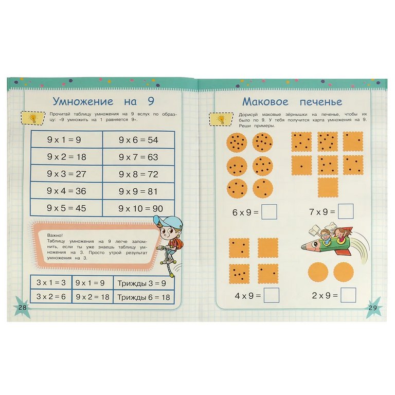 Книга для обучения "Таблица умножения за 3 дня" 7+. Узорова А. Ю. 210х280 мм. 48 стр. Умка