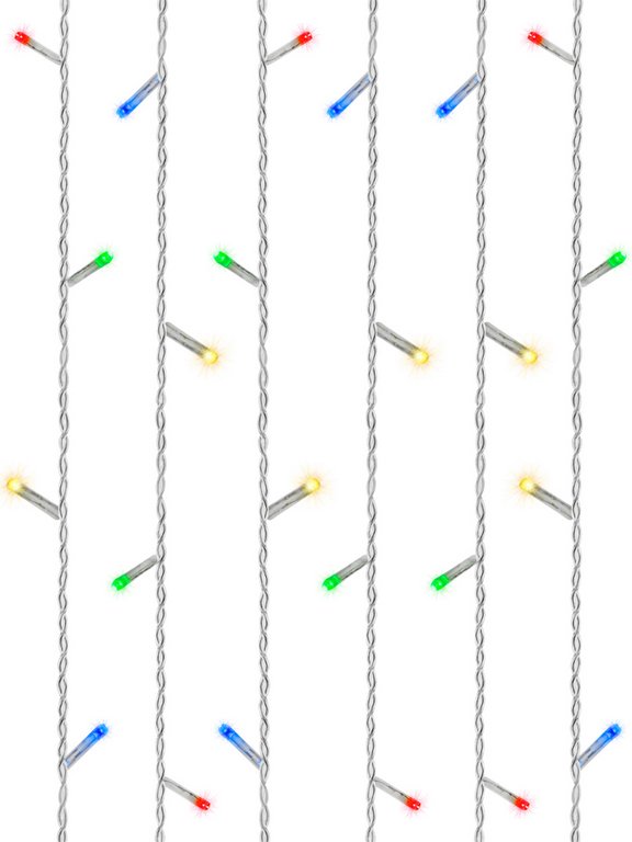 Гирлянда уличная 12м, 240 цветных ламп, прозрачный провод, 1 реж. (соединяется в цепь)