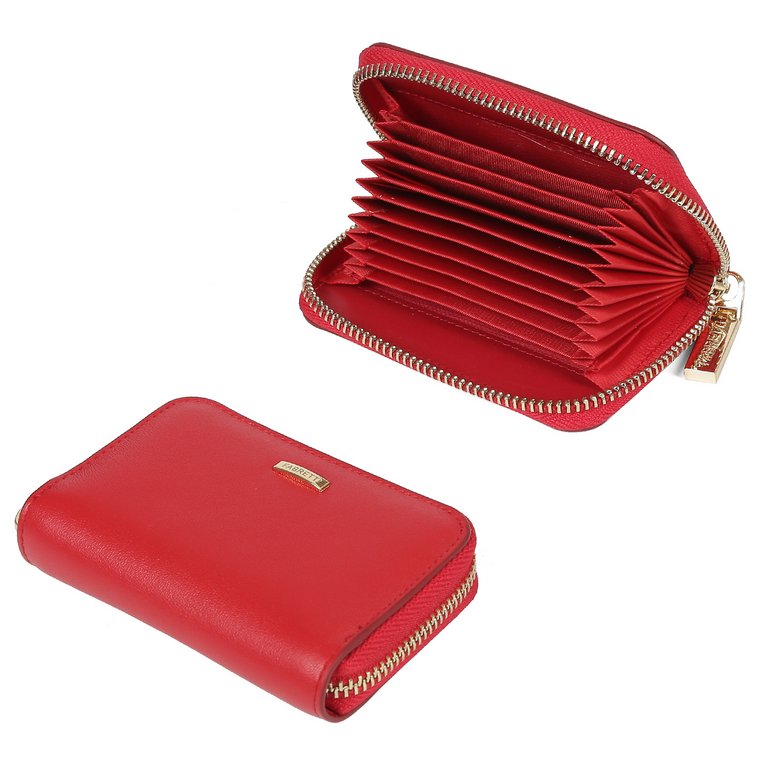 Визитница FABRETTI нат. кожа, 10,5х7х2 см, красный