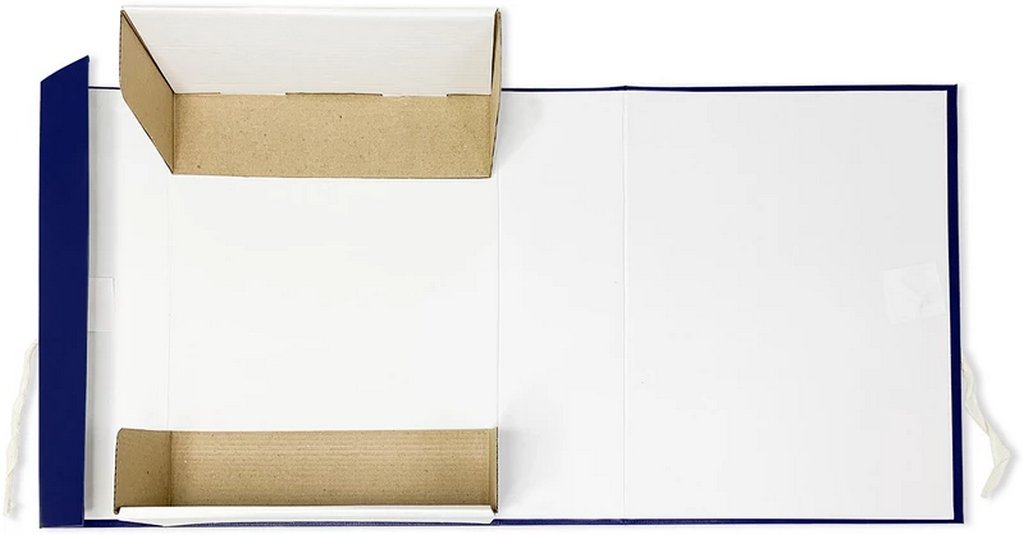 Короб архивный-бокс 100мм с завязками, бумвинил, торцы из гофрокартона А4 складной, ассорти